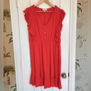 Umgee Ruffle Sleeve Linen Blend Dress